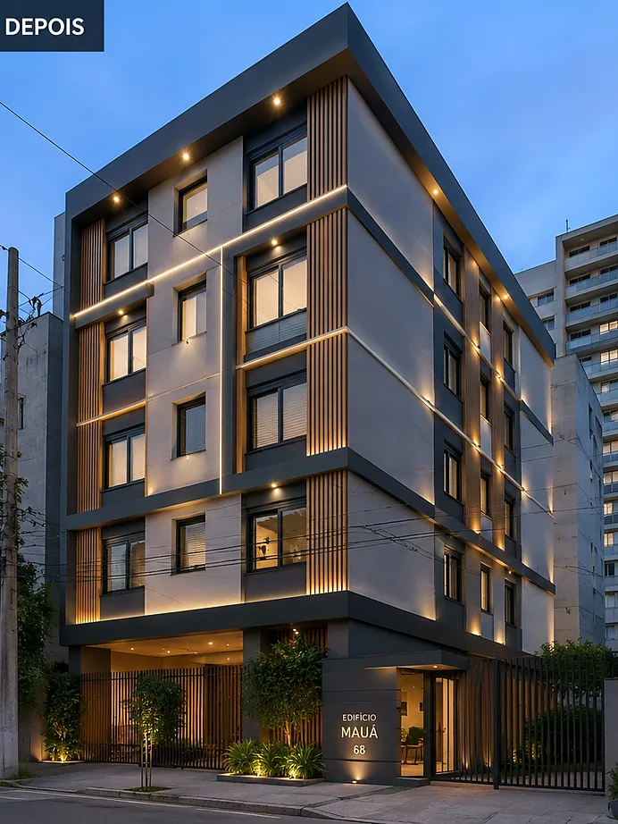 Estudo de retrofit da fachada do Edifício Mauá 68, em render